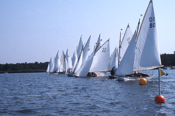 The start of the Gold Cup fleet at the end of Woxham Week in 2002.